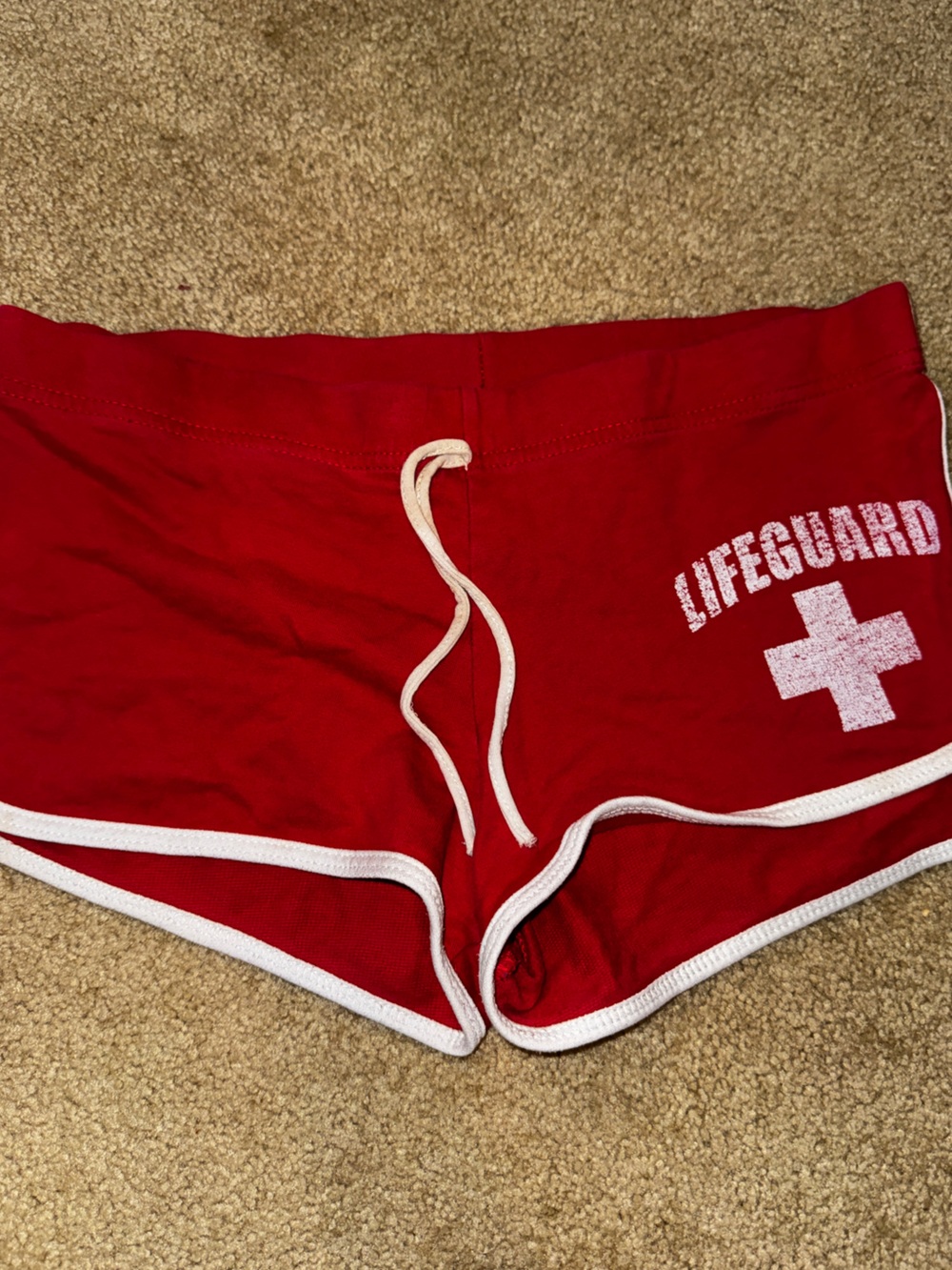 Maui Hawaii Red Lifeguard Athletic Shorts with White Trim